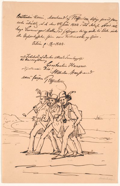 Marstrand, Constantin Hansen és Raffenberg sétálnak alkotó: Wilhelm Marstrand