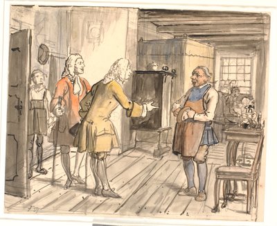 A tanácsosok gratuláló látogatása. (A politikai kancsó) alkotó: Wilhelm Marstrand