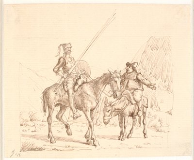 Sancho a szamáron magyaráz valamit Don Quijotének alkotó: Wilhelm Marstrand