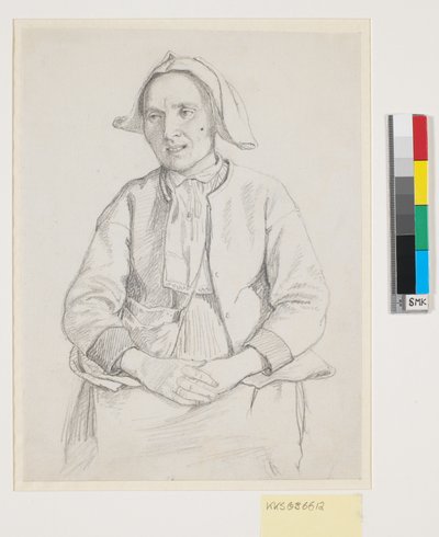 Ülő svéd nő, térddarab alkotó: Wilhelm Marstrand