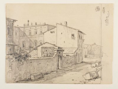 A Vicolo delle Colonette di Barberini és Thorvaldsen kis műtermei a Palazzo Barberini előtt alkotó: Wilhelm Marstrand
