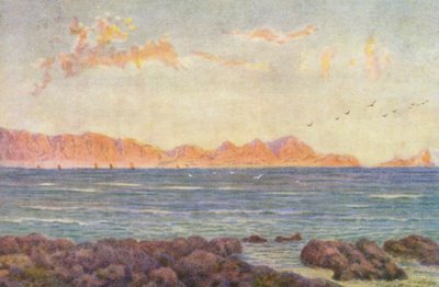 A False Bay déli része, a Hangclip-fokkal (színes litográfia) alkotó: Wilhelm Westhofen