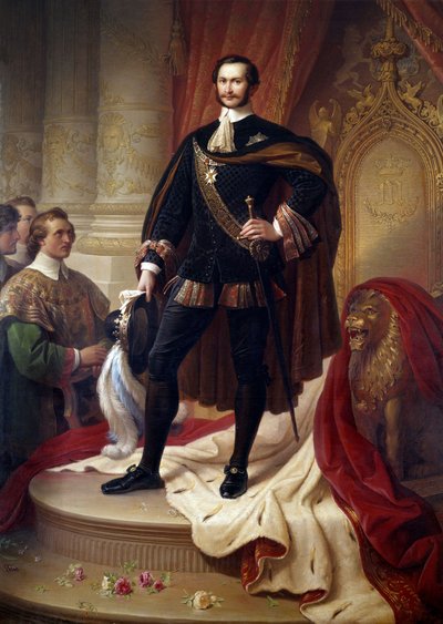 II. Maximilian József (1811-1864), Baviere királyának portréja lábán Wilhem von Kaulbach festménye (1805-1874) alkotó: Wilhelm von Kaulbach
