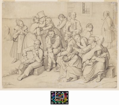 Az őrültekháza (grafit fehér vászonpapírra, lerakva) alkotó: Wilhelm von Kaulbach