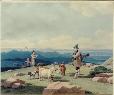 Vadász tejeslánnyal és gyerekkel a Hirschbergen alkotó: Wilhelm von Kobell