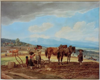 Pihenjen szántás közben alkotó: Wilhelm von Kobell