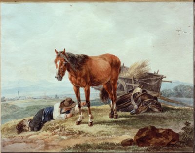 Alvó tanyasi fiú lóval alkotó: Wilhelm von Kobell