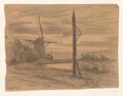 Táj rúddal és szélmalommal alkotó: Wilhelmus Johannes Steenhoff