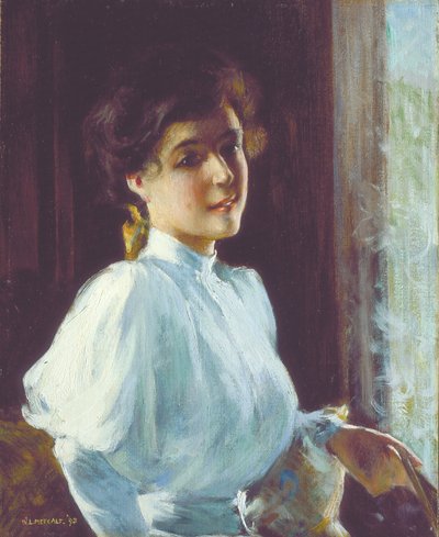 Egy fiatal nő (olaj, vászon) alkotó: Willard Leroy Metcalf