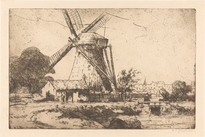 Szélmalom Hága közelében alkotó: Willem Adrianus Grondhout (signed by artist)