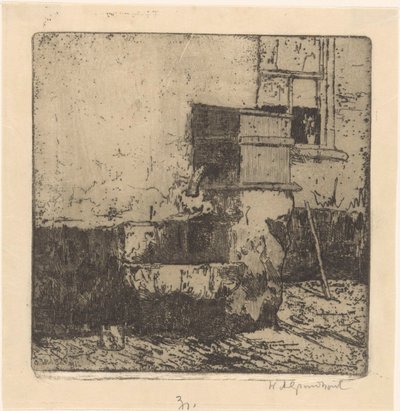 Vízszivattyú egy voorburgi házban alkotó: Willem Adrianus Grondhout (signed by artist)