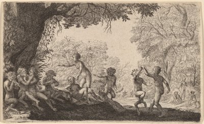 Bacchanal egy táncoló párral a jobb oldalon. alkotó: Willem Basse