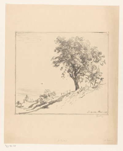 Táj egy fával a töltésen Dierenben Fa a töltésen (eredeti cím) alkotó: Willem Bastiaan Tholen (signed by artist)