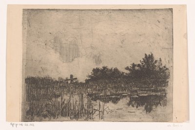 Tó náddal és vízimalommal, Giethoorn közelében Kolk vízimalommal (Giethoorn) (eredeti cím) alkotó: Willem Bastiaan Tholen
