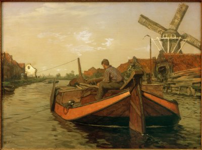 Trekking bárka a csatornában alkotó: Willem Bastiaan Tholen