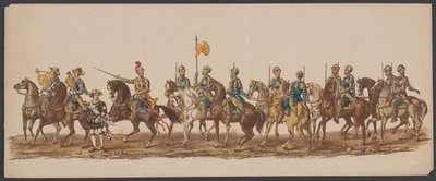 1862-es delfti felvonulás, első csoport A delfti Királyi Akadémia negyedik Lustrumja - Ao. 1862 - Costumed Optogt (sorozat címe a tárgyon) alkotó: Willem Bernardus IJzerdraat