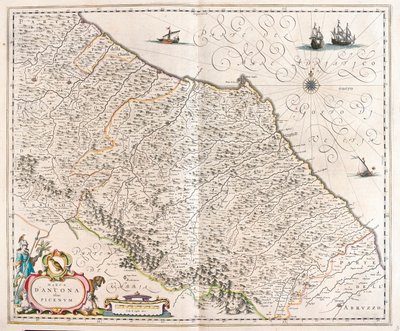 Ancona, Marche, Olaszország, az amszterdami Willem Blaeu "Theatrum Orbis Terrarum, sive Atlas Novus" című művében. alkotó: Willem Blaeu