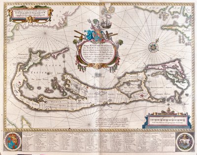 Bermuda, a Willem Blaeu által készített "Theatrum Orbis Terrarum, sive Atlas Novus"-ban (Amszterdam). alkotó: Willem Blaeu