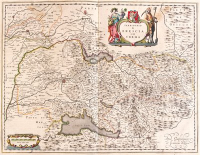 Brescia, Crema, Olaszország, az amszterdami Willem Blaeu "Theatrum Orbis Terrarum, sive Atlas Novus" című művében. alkotó: Willem Blaeu