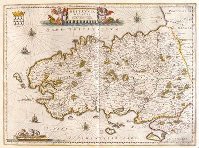 Bretagne, a Willem Blaeu által készített "Theatrum Orbis Terrarum, sive Atlas Novus"-ban (Amszterdam). alkotó: Willem Blaeu