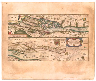 Celeberrimi Fluvii Albis nova delineatio (A nagyon híres Elba folyó újonnan lehatárolt.) alkotó: Willem Blaeu
