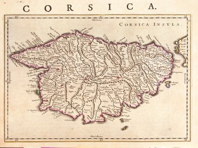 Korzika szigete, "Theatrum Orbis Terrarum, sive Atlas Novus", Willem Blaeu, Amszterdam alkotó: Willem Blaeu