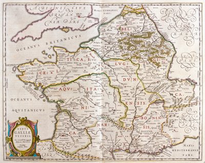 Az ókori Franciaország országai, Willem Blaeu: "Theatrum Orbis Terrarum, sive Atlas Novus", Amszterdam. alkotó: Willem Blaeu