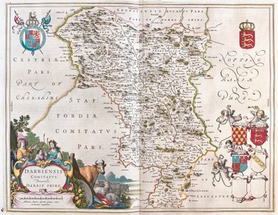 Darbieshire, a Willem Blaeu által készített "Theatrum Orbis Terrarum, sive Atlas Novus"-ban, Amszterdam, Amszterdam alkotó: Willem Blaeu