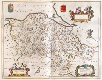 Denbigh és Flintshie, a Willem Blaeu által készített "Theatrum Orbis Terrarum, sive Atlas Novus"-ban, Amszterdam, Amszterdam alkotó: Willem Blaeu