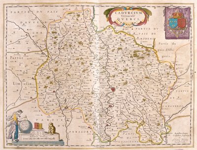 Lot folyó - Languedoc - Quercy, Willem Blaeu, Amszterdam, "Theatrum Orbis Terrarum, sive Atlas Novus" című művében. alkotó: Willem Blaeu