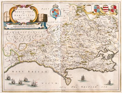 Dorchester (Dorset), a Willem Blaeu által készített "Theatrum Orbis Terrarum, sive Atlas Novus"-ban (Amszterdam). alkotó: Willem Blaeu