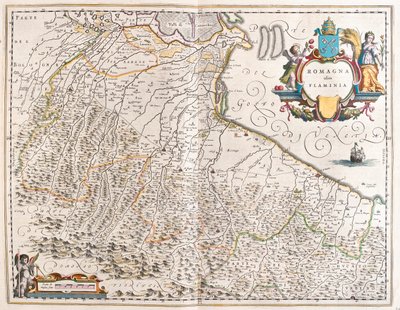 Emilia Romagna, Olaszország, az amszterdami Willem Blaeu "Theatrum Orbis Terrarum, sive Atlas Novus" című művében. alkotó: Willem Blaeu
