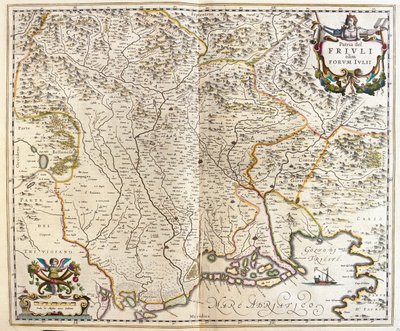 Friuli Venezia Giulia, Olaszország, az amszterdami Willem Blaeu "Theatrum Orbis Terrarum, sive Atlas Novus" című művében. alkotó: Willem Blaeu