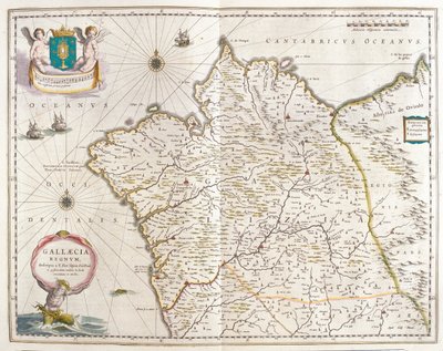 Galícia Spanyolország, Willem Blaeu, Amszterdam, "Theatrum Orbis Terrarum, sive Atlas Novus" című művében. alkotó: Willem Blaeu