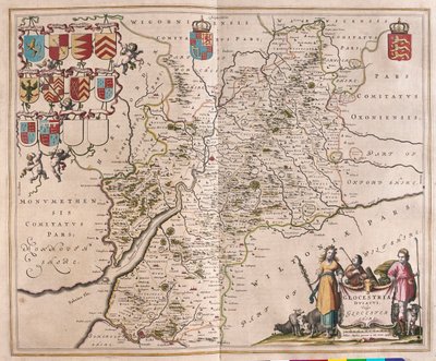 Glouchester, a Willem Blaeu által készített "Theatrum Orbis Terrarum, sive Atlas Novus"-ban, Amszterdam, Amszterdam alkotó: Willem Blaeu