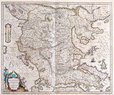 Görögország, Macedónia, Albánia, a Willem Blaeu által készített "Theatrum Orbis Terrarum, sive Atlas Novus"-ban (Amszterdam). alkotó: Willem Blaeu