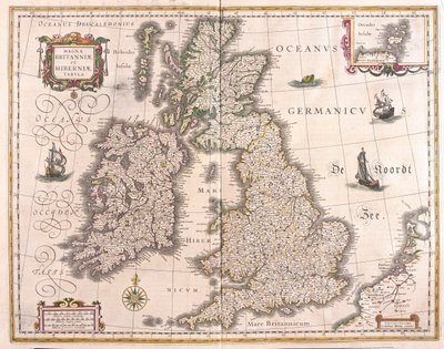 Írország és Nagy-Britannia, a Willem Blaeu által készített "Theatrum Orbis Terrarum, sive Atlas Novus"-ban (Amszterdam). alkotó: Willem Blaeu