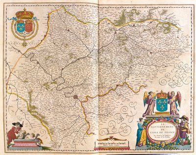 Isle de France, a Willem Blaeu által készített "Theatrum Orbis Terrarum, sive Atlas Novus"-ban, Amszterdam, Amszterdam alkotó: Willem Blaeu