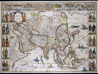 Ázsia térképe. Tányér egy atlaszból, Willem Janszoon Blaeu alkotó: Willem Blaeu