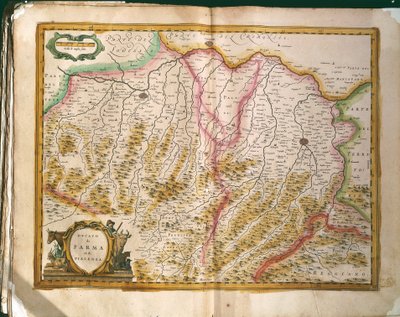 A pármai hercegség térképe, Willem Blaeu olaszországi metszete a Regionum Italiae-ból, nyomtatva alkotó: Willem Blaeu