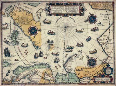 Willem Janszoon Blaeu (1571-1638) holland térképész térképe a sarkvidékekről. alkotó: Willem Blaeu