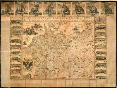 Willem Janszoon Blaeu új és pontos illusztrációja Németország teljes egészében, rézlemez, Amszterdamban nyomtatva alkotó: Willem Blaeu