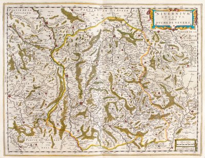 Nivernais, Nievre, a Willem Blaeu által készített "Theatrum Orbis Terrarum, sive Atlas Novus"-ban, Amszterdam, Amszterdam alkotó: Willem Blaeu