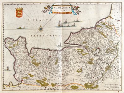 Normandia, Willem Blaeu "Theatrum Orbis Terrarum, sive Atlas Novus" című könyvében, Amszterdam, Amszterdam alkotó: Willem Blaeu