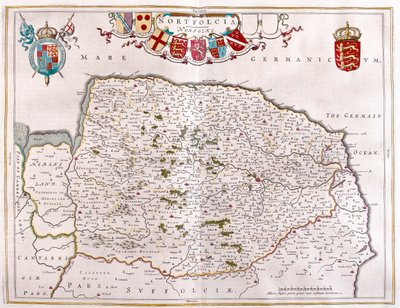 Northfolk, a Willem Blaeu által készített "Theatrum Orbis Terrarum, sive Atlas Novus"-ban, Amszterdam, Amszterdam alkotó: Willem Blaeu
