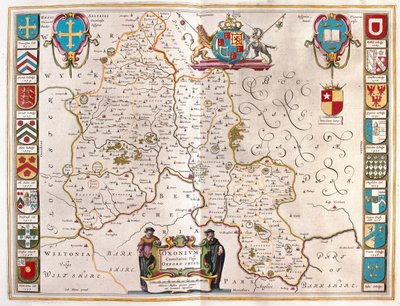 Oxfordshire, a Willem Blaeu által készített "Theatrum Orbis Terrarum, sive Atlas Novus"-ban (Amszterdam). alkotó: Willem Blaeu