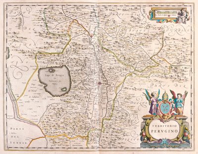 Perugia, Olaszország, az amszterdami Willem Blaeu "Theatrum Orbis Terrarum, sive Atlas Novus"-ban. alkotó: Willem Blaeu