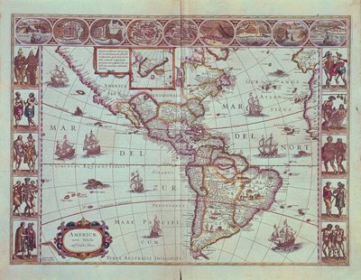 Dél-Amerika térképét ábrázoló tábla alkotó: Willem Blaeu