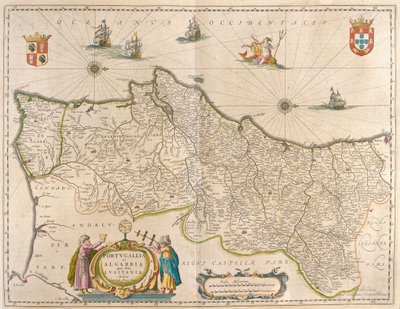 Portugália és Algarve, a Willem Blaeu által készített "Theatrum Orbis Terrarum, sive Atlas Novus"-ban (Amszterdam). alkotó: Willem Blaeu