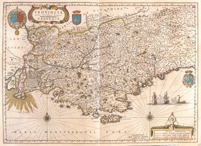 Provence, a Willem Blaeu által készített "Theatrum Orbis Terrarum, sive Atlas Novus"-ban (Amszterdam). alkotó: Willem Blaeu